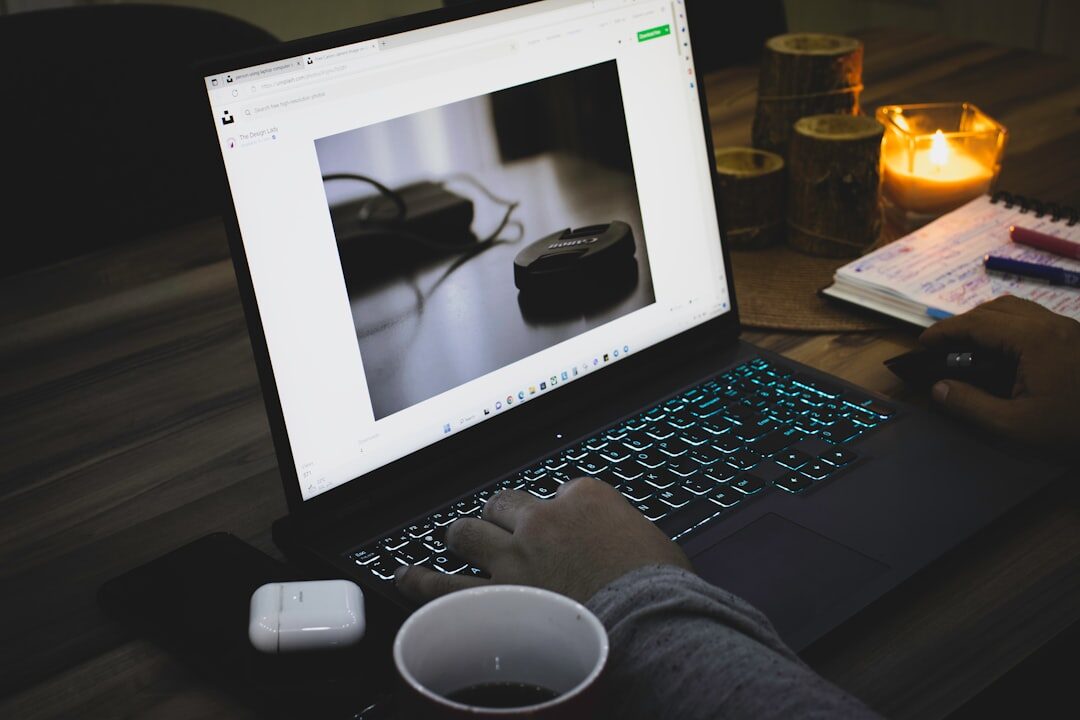 person starting blog on laptop