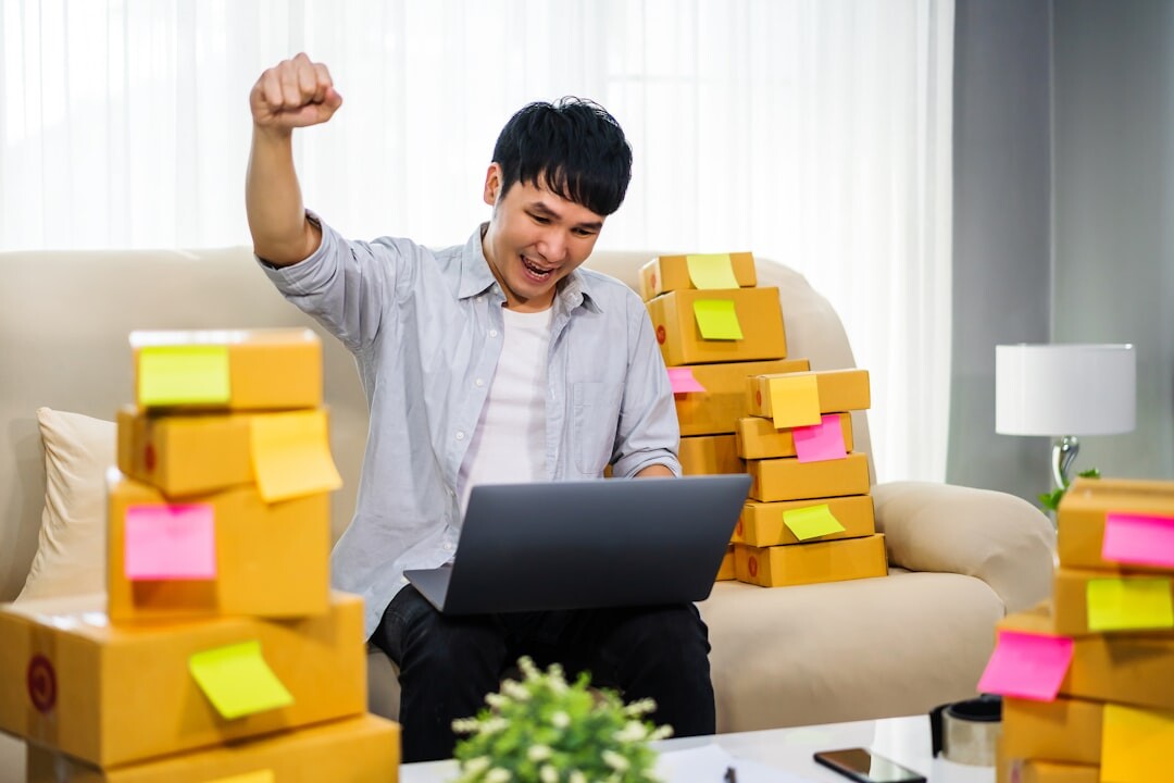 successful blogger celebrating