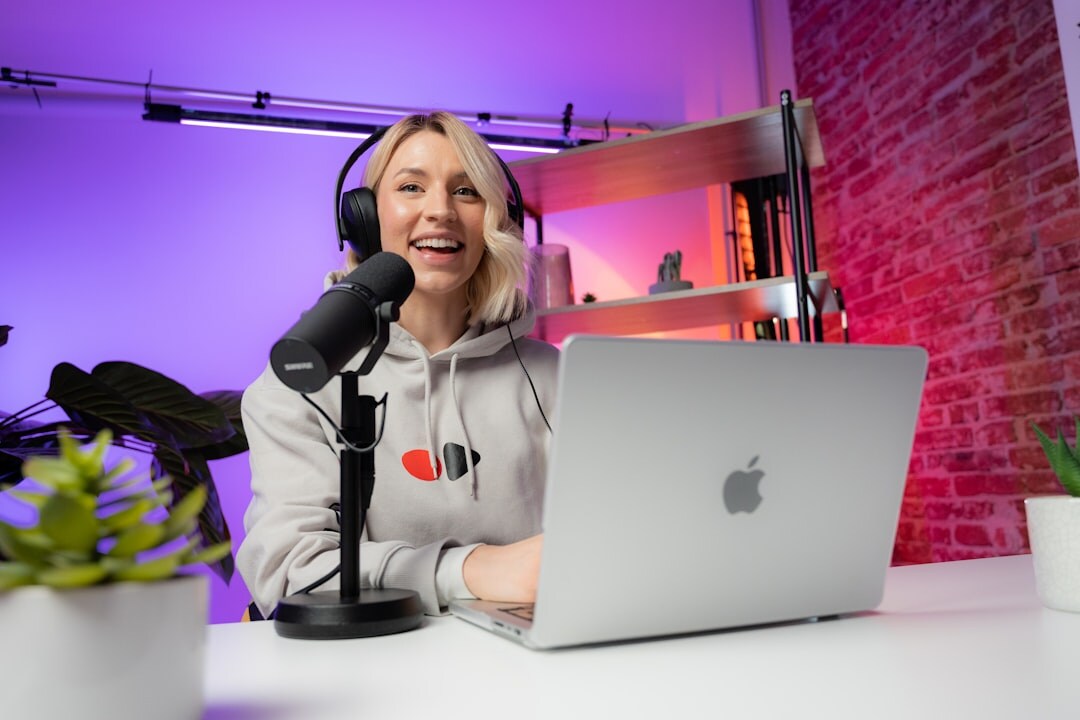 podcast host speaking into microphone