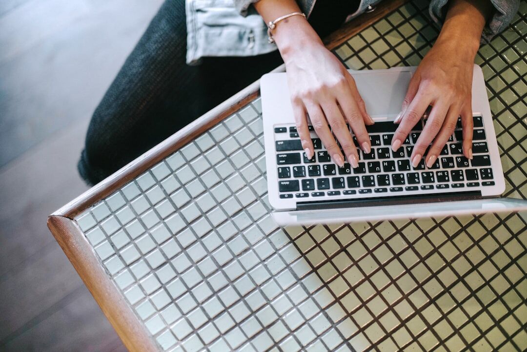 blogger using laptop