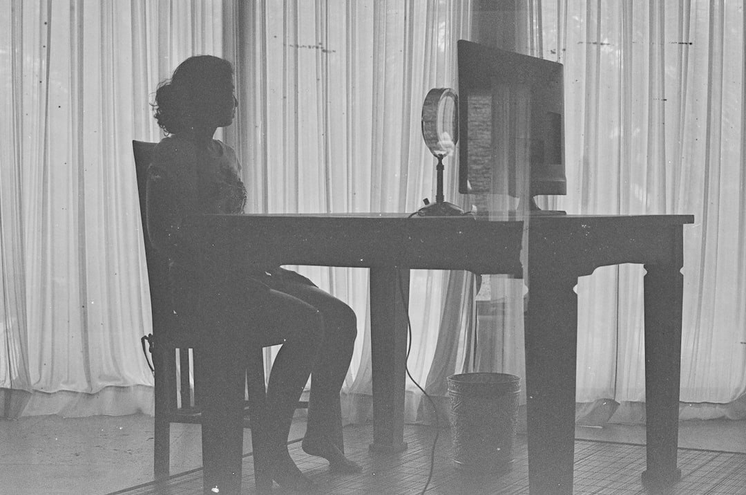 blog writer at desk